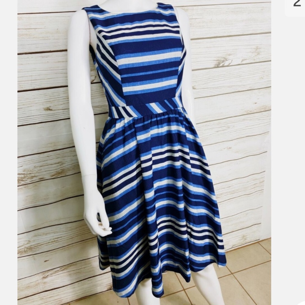 Donna Morgan blue stripped dress.